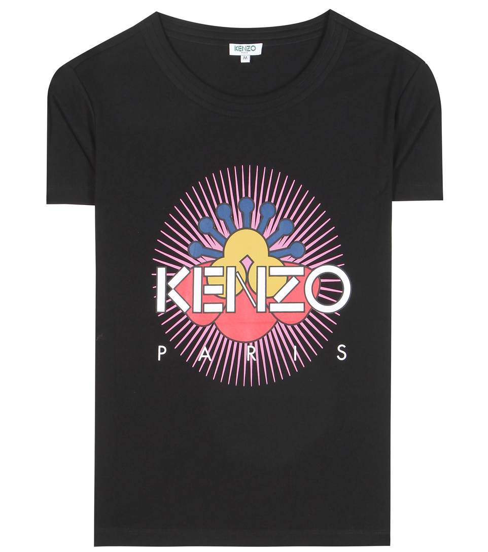 Kenzo Printed Cotton Tshirt In Llack ModeSens