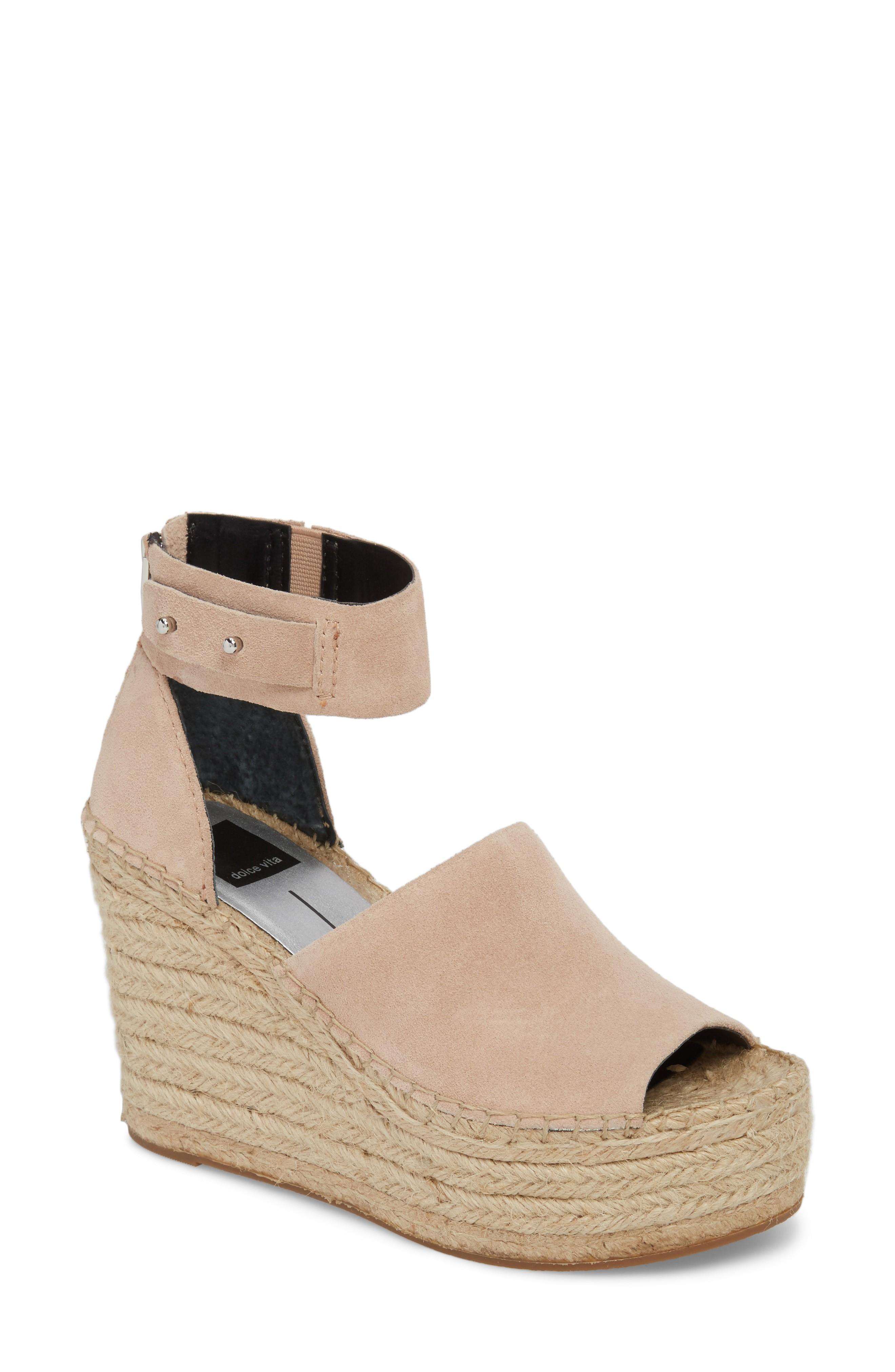 Dolce Vita Straw Wedge Espadrille Sandal In Blush ModeSens