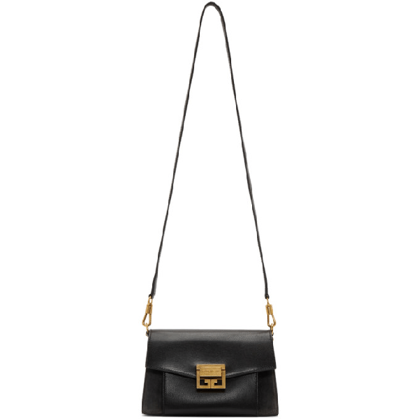 Givenchy Gv3 Small Suede And Leather Crossbody Bag In 002 Black/h