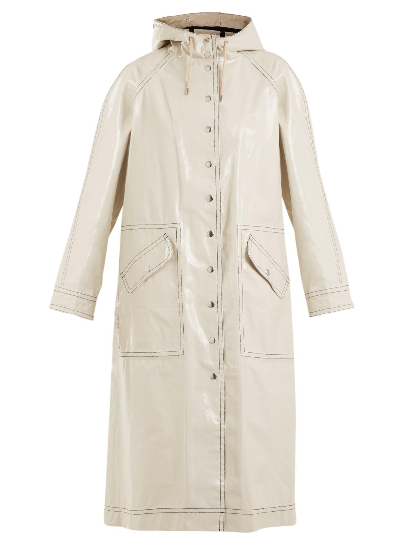 Alexa Chung Contraststitching Hooded Cottonblend Raincoat In Cream