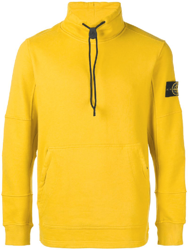 Stone Island Cotton Fleece Pullover Hoodie In Yellow ModeSens