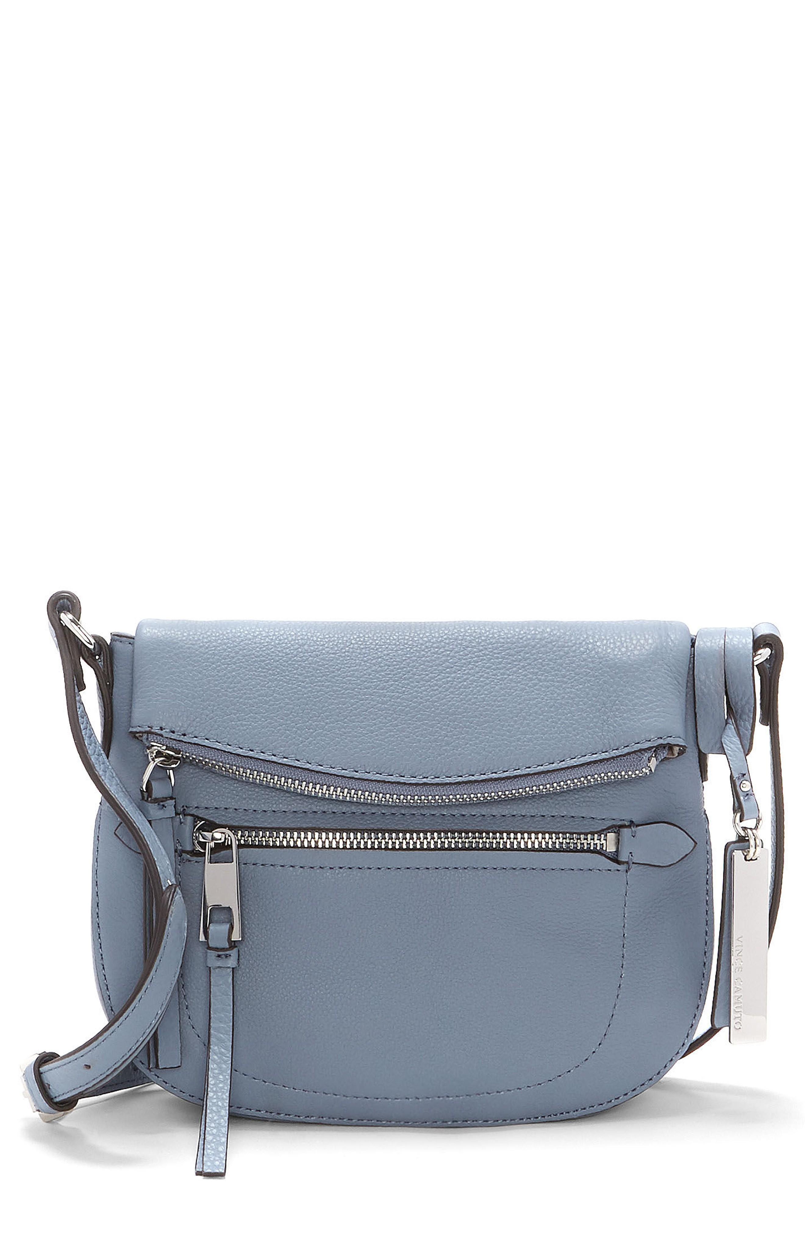 Vince Camuto Tala Small Leather Crossbody Bag Blue In Serenity Blue