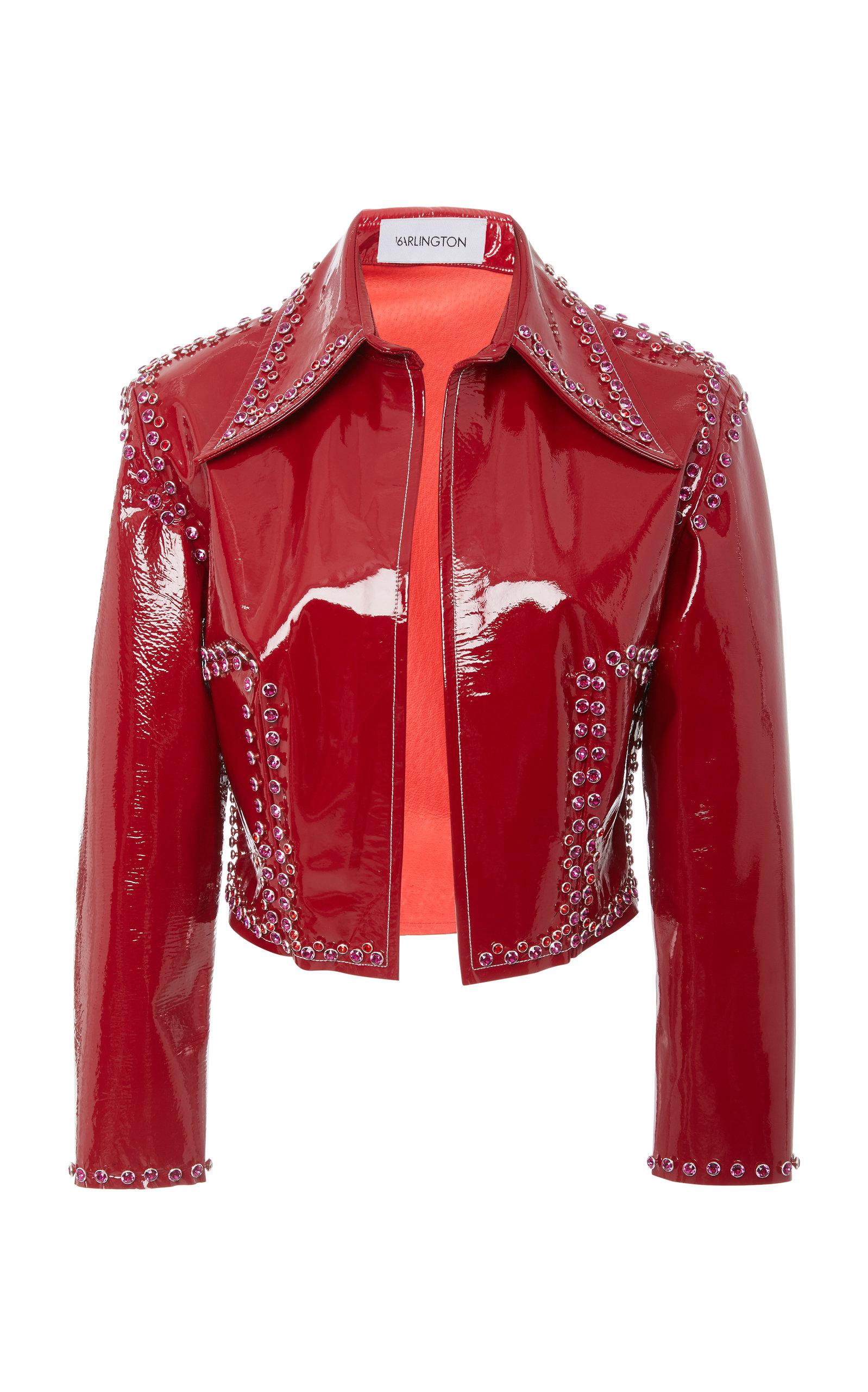 16arlington Studded Patent Leather Cropped Jacket In Red ModeSens