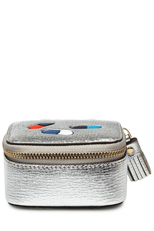 Anya Hindmarch Leather Pills Small Keepsake Box In Silver Metallic