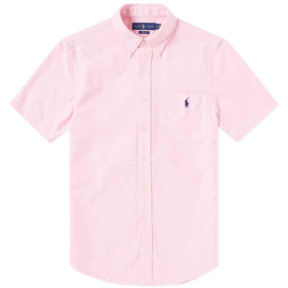 Polo Ralph Lauren Short Sleeve Slim Fit Oxford Shirt In Pink ModeSens