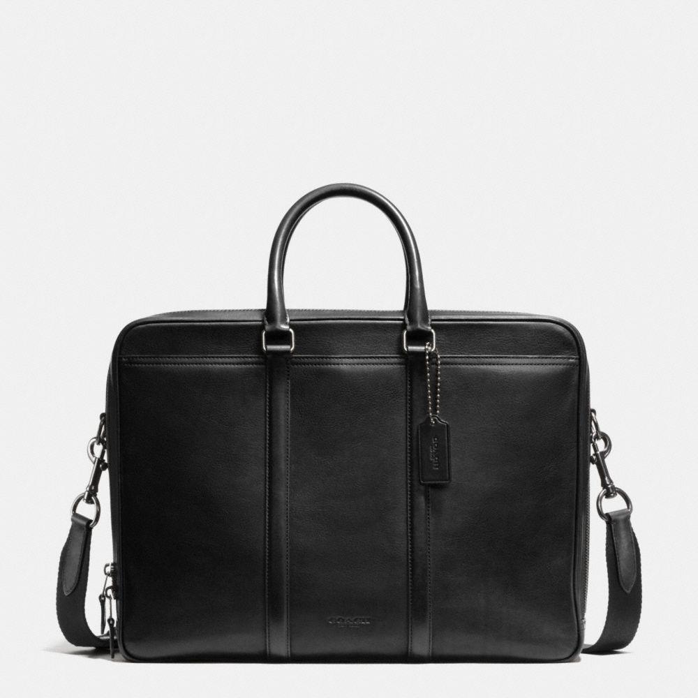 Coach Metropolitan Soft Brief In Refined Pebble Leather In Black