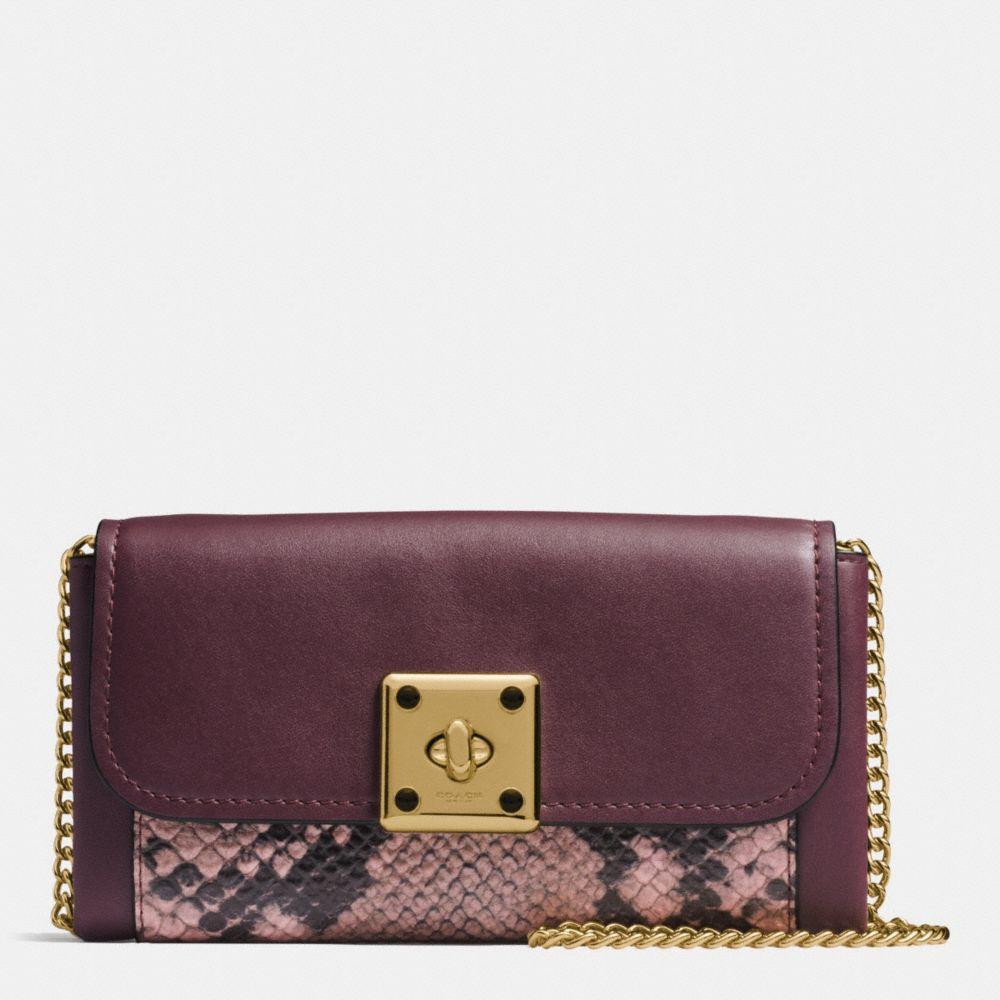 Coach Drifter Wallet In Exotic Embossed Leather In Light Gold/oxblood