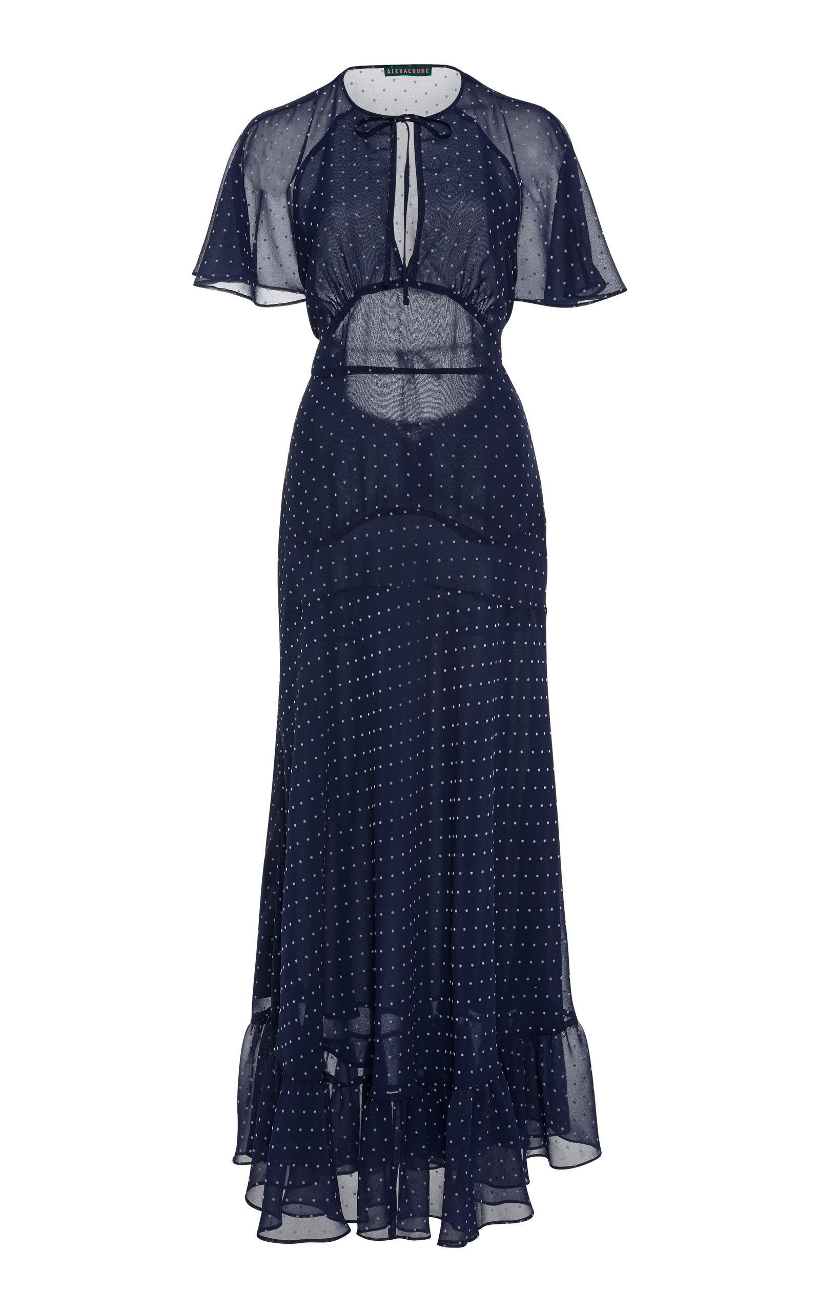 Alexa Chung Polkadot Chiffon Dress In Navy ModeSens
