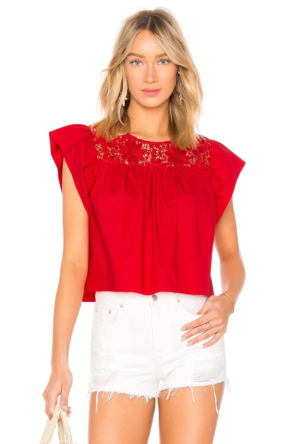 Endless Rose Cropped Baby Doll Blouse In Ruby Red ModeSens