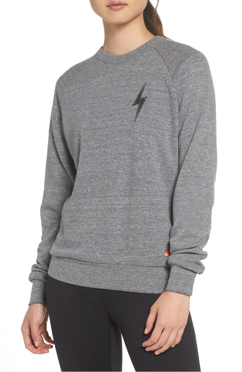 Aviator Nation Bolt Stitch Crew Sweatshirt In Heather Grey ModeSens