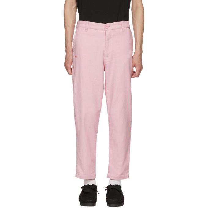 Dickies Construct Pink Corduroy Straight Slim Trousers In Powder Pink