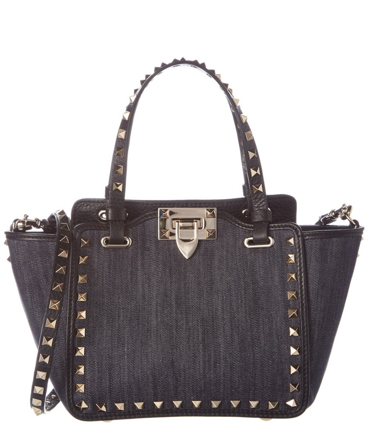 Valentino Garavani Valentino Rockstud Mini Denim & Leather Tote' In Multi ModeSens