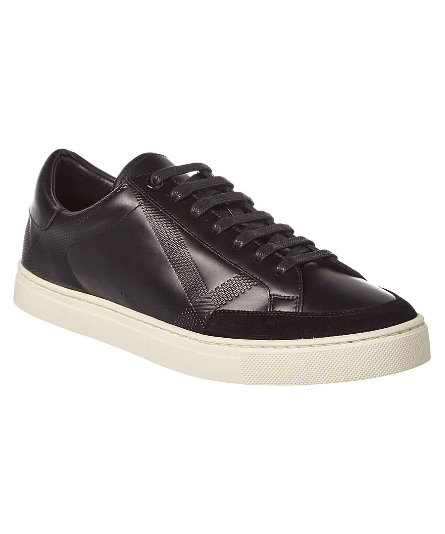 Burberry Embossed Check Leather Trainer' In Black ModeSens