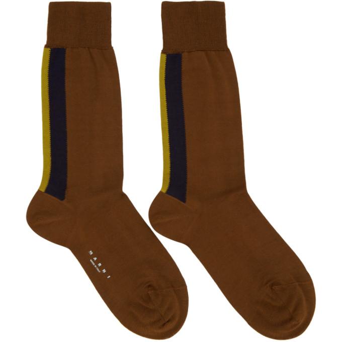 Marni Brown Striped Socks In Inm40 Camel ModeSens