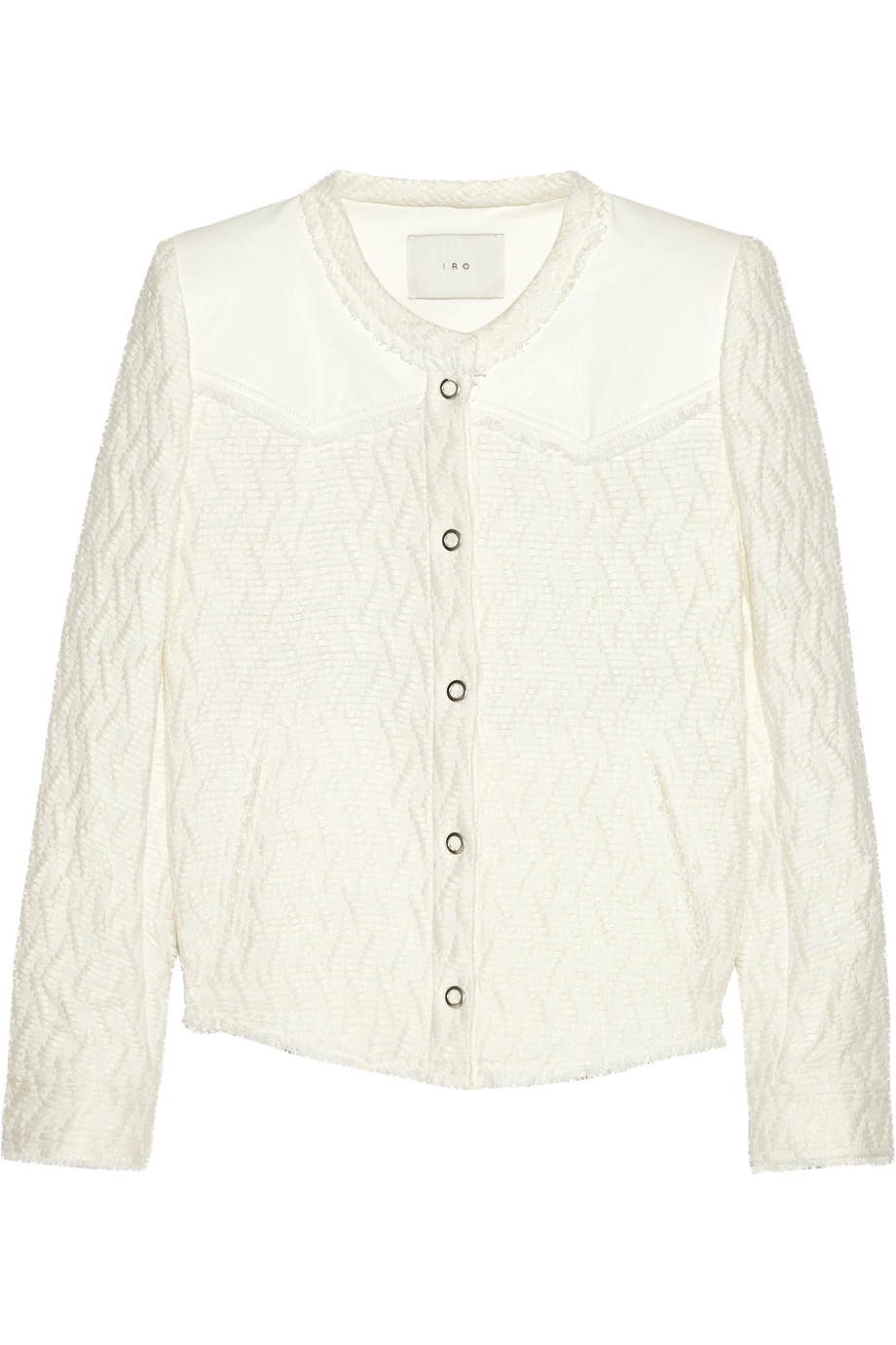 Iro Leathertrimmed Linen And Cottonblend Tweed Jacket ModeSens