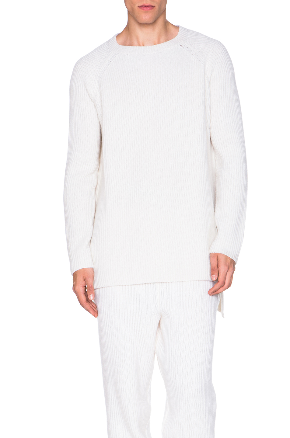 Baja East Cashmere Fisherman Rib Sweater In Pearl ModeSens