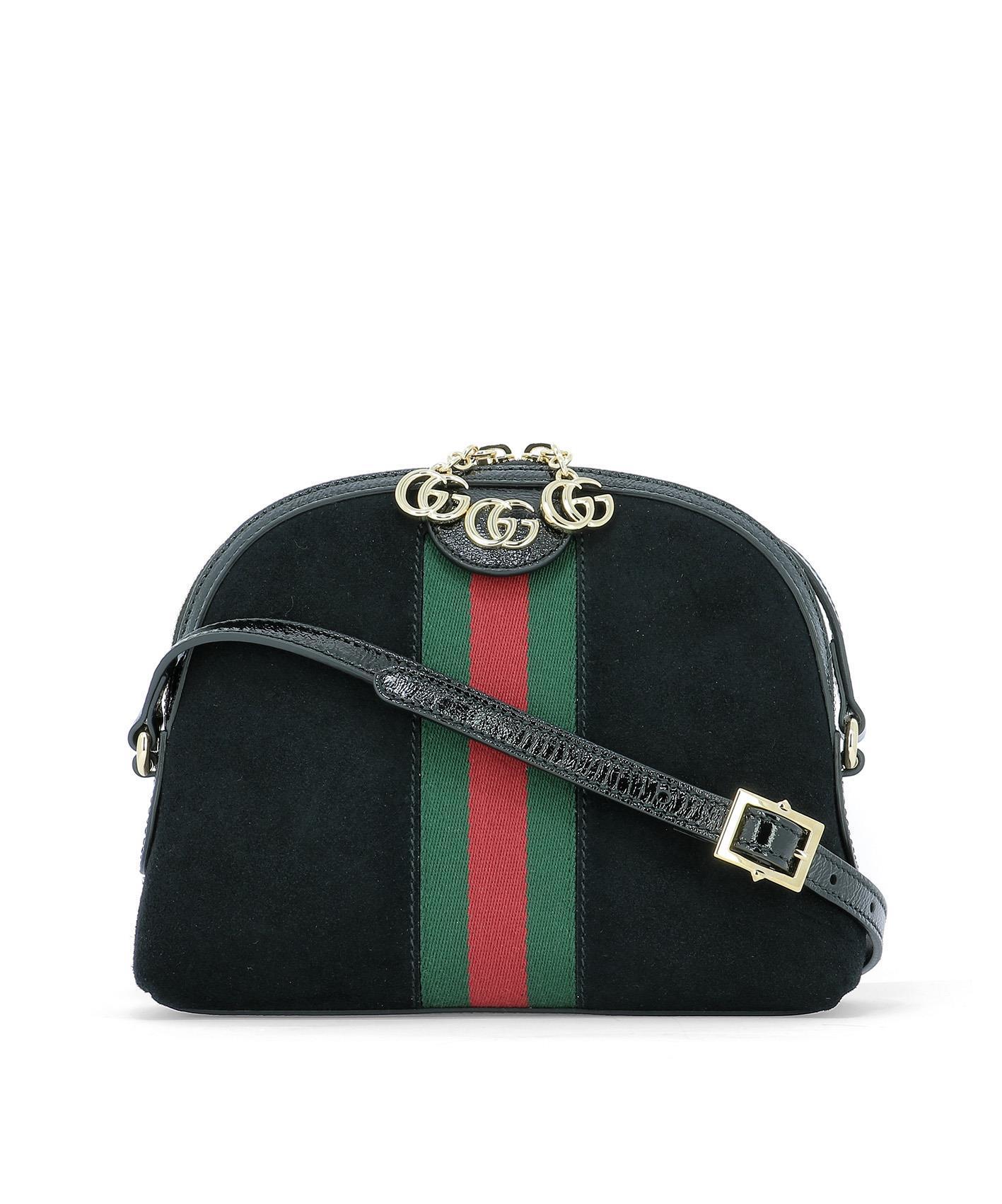 Gucci Small Ophidia Suede Shoulder Bag In Black ModeSens