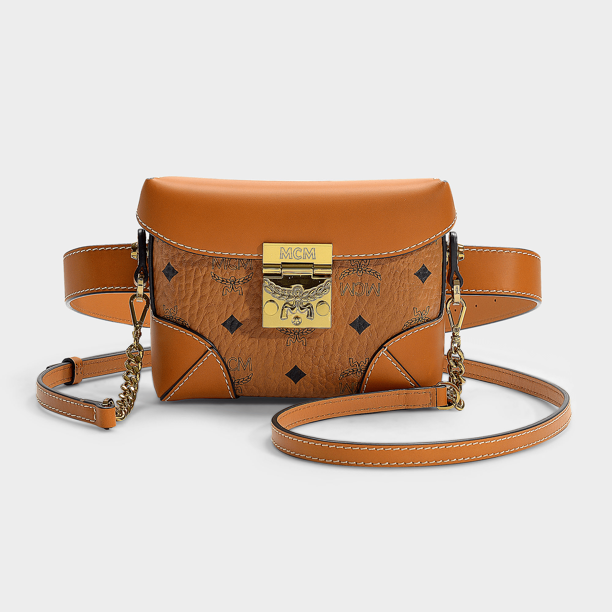 Mcm Soft Berlin Visetos Small Belt Bag In Cognac Leather ModeSens