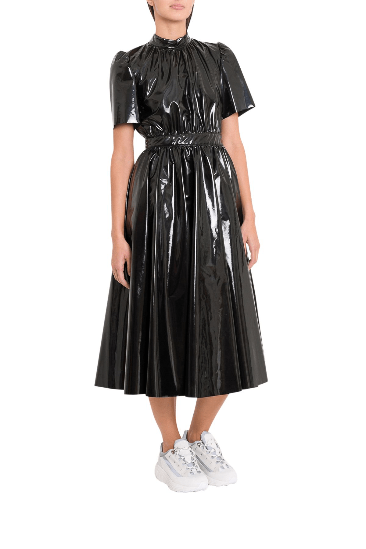 Msgm Vinyl Midi Dress In Nero ModeSens