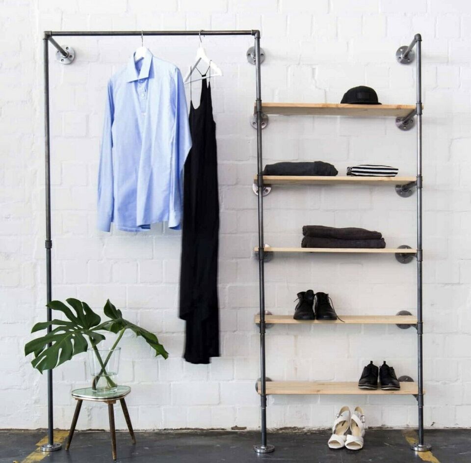 Offener DIY Kleiderschrank / Garderobe Temperguss / Industrial