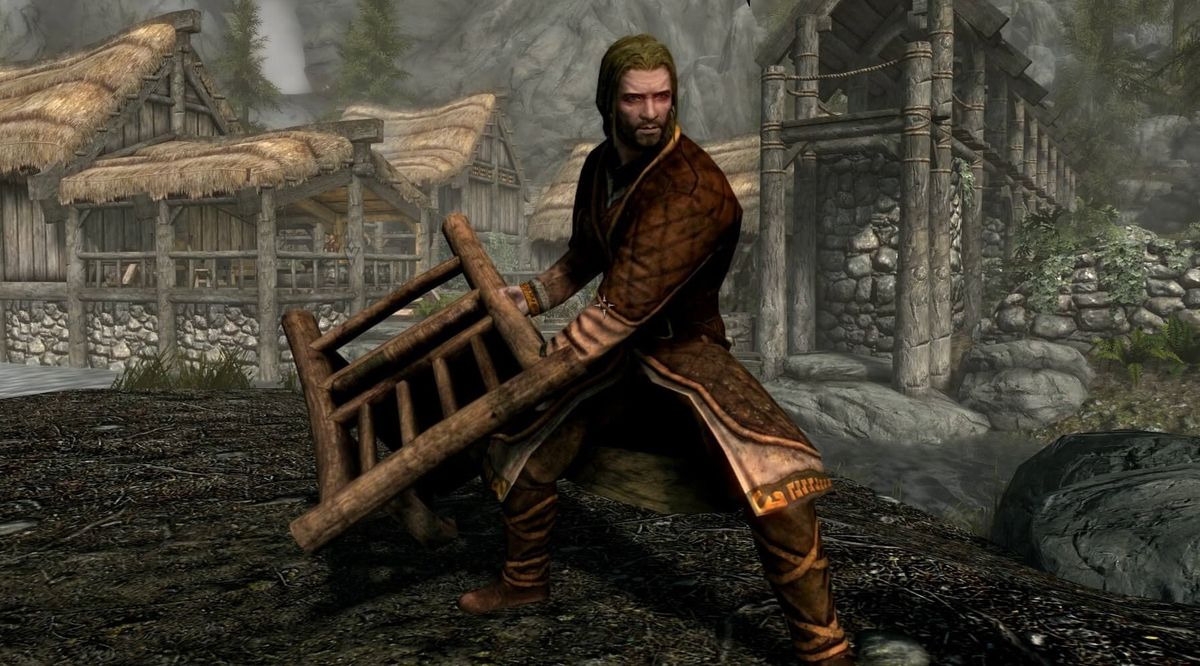 This Skyrim mod adds a twohanded weapon that's just a chair PC Gamer