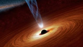 Un remolino dorado con un orbe negro en su corazón.