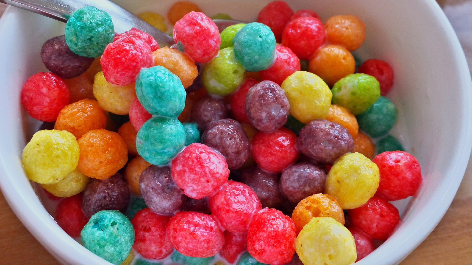 High Angle Close-Up Of Breakfast Cereals In Bowl On Table