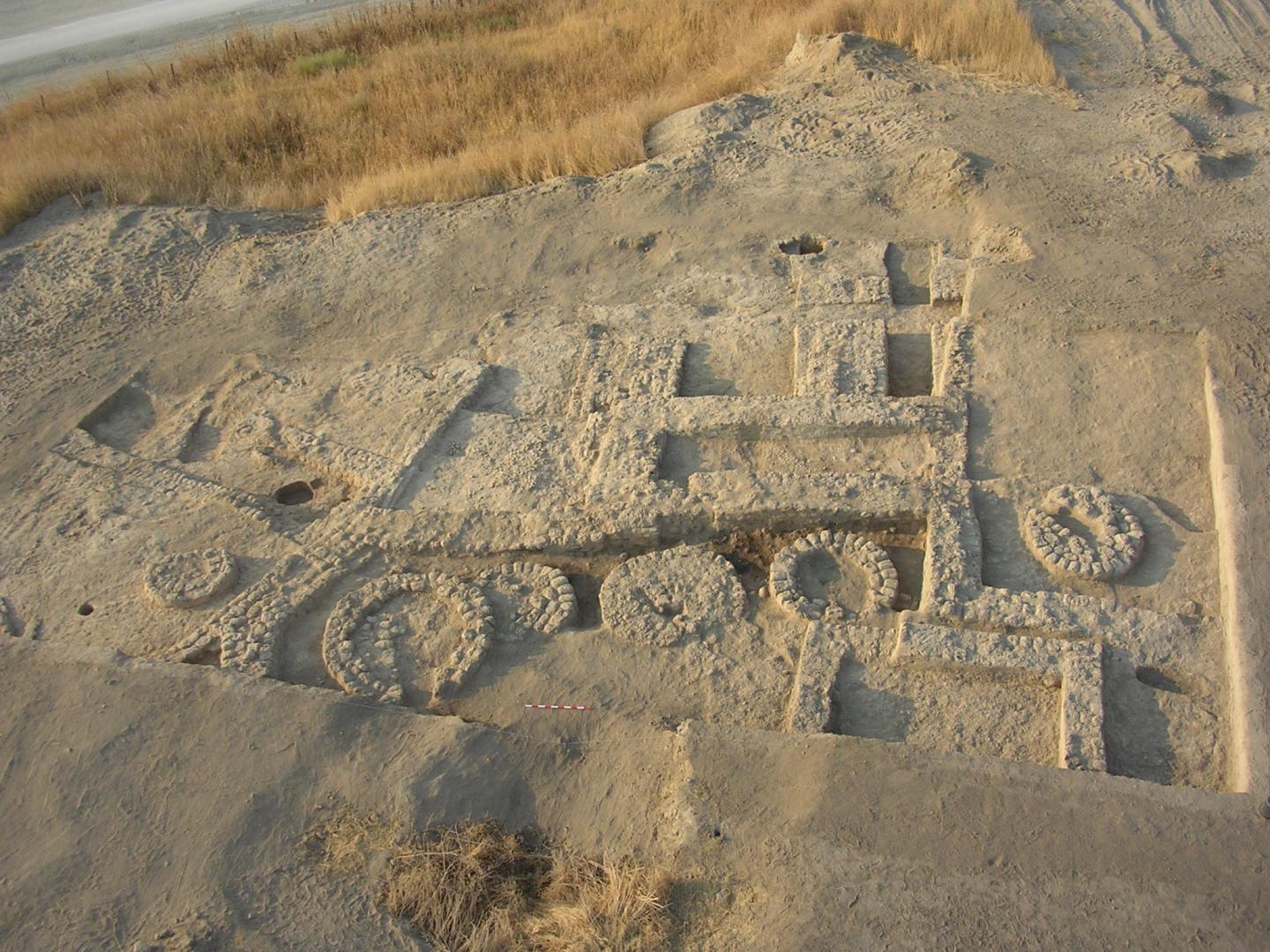 Round silos pictured at the prehistoric village of Tel Tsaf in Israel&rsquo;s Israel&rsquo;s Beit She&rsquo;an Valley.