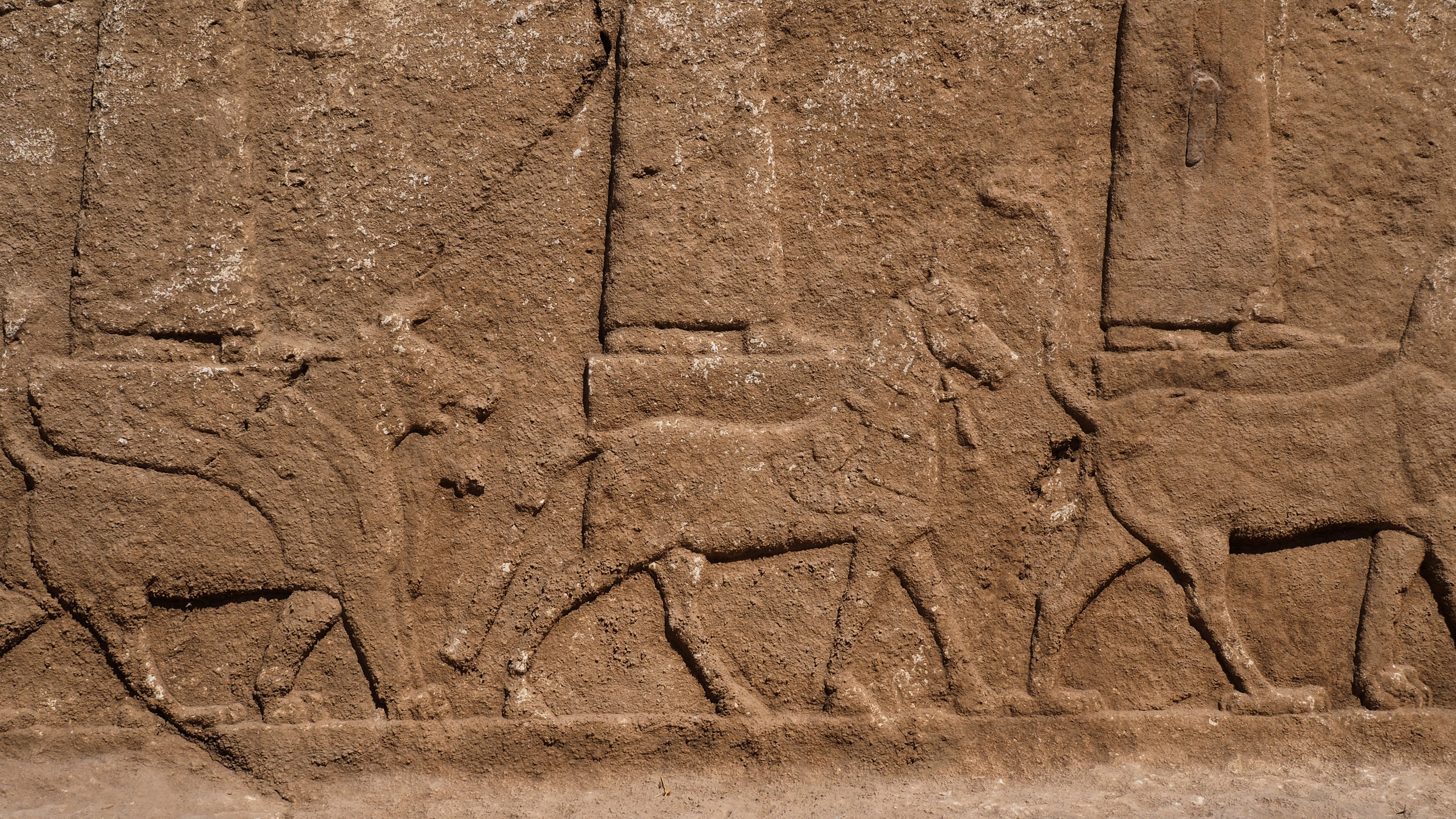 Each of the seven main Assyrian gods and goddesses appears in each of the panels standing or seated on a mythical creature.