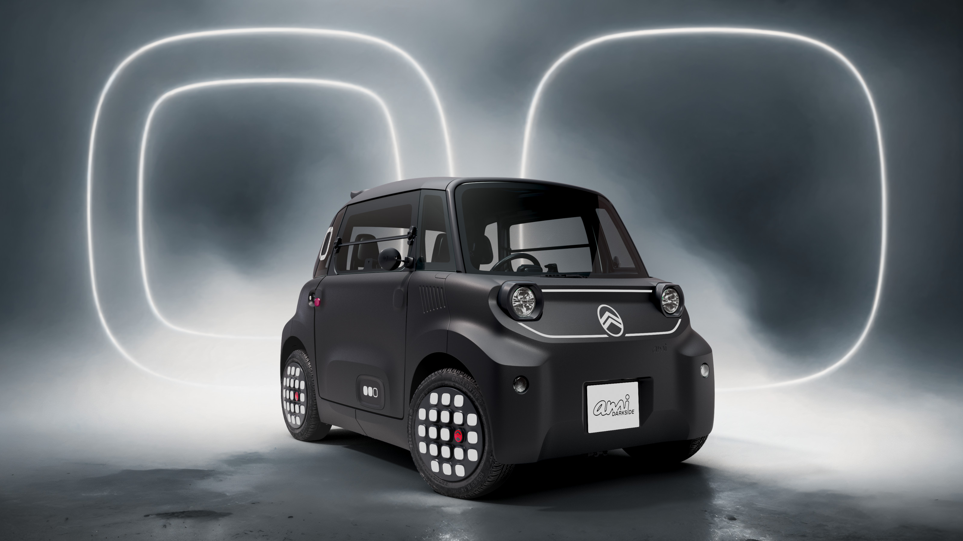 The Citroën Ami Dark Side is a special edition electric city car with a
