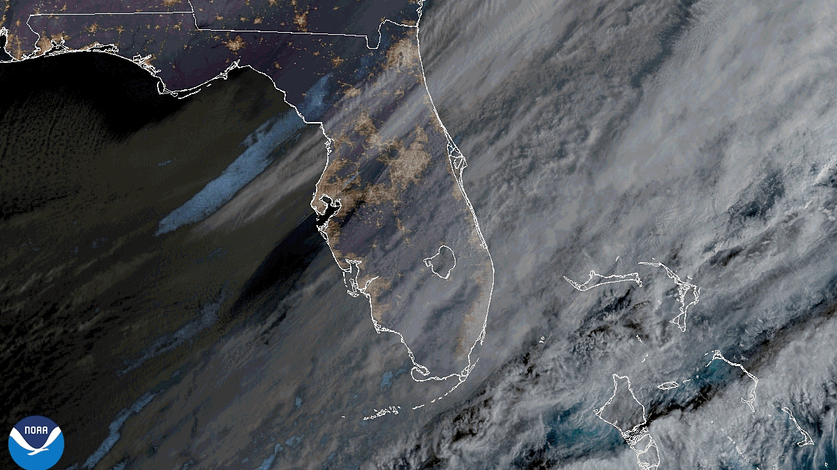 The Florida snowstorm viewed from NOAA�s GOES-East geostationary satellite.