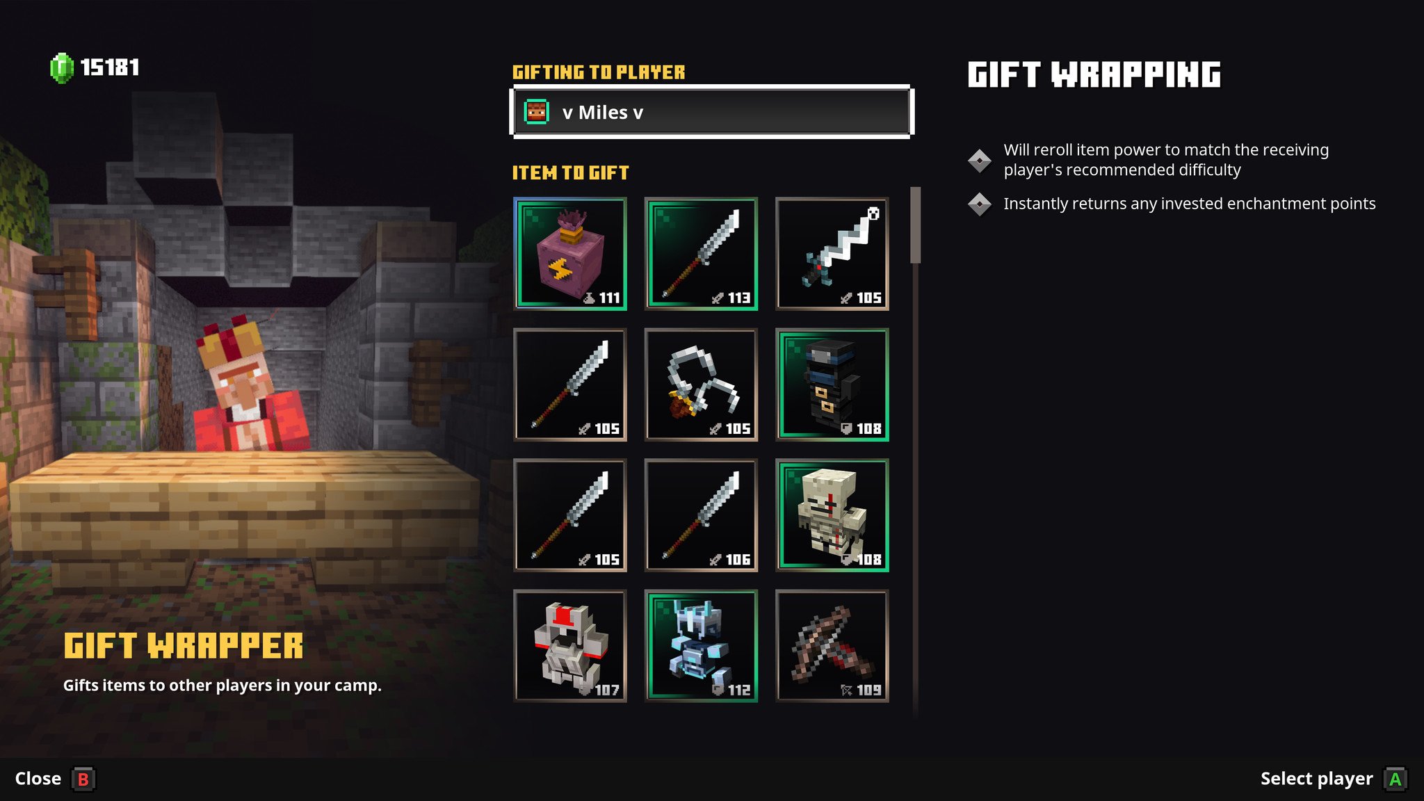 Minecraft Dungeons guide How to use the new Gift Wrapper vendor
