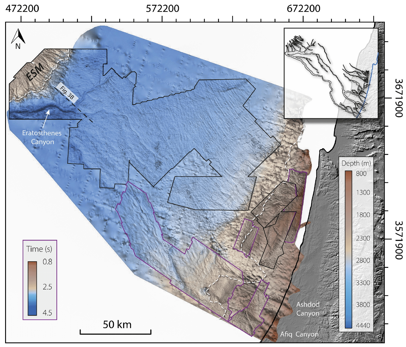 A map of the study area off the coast of Israel.