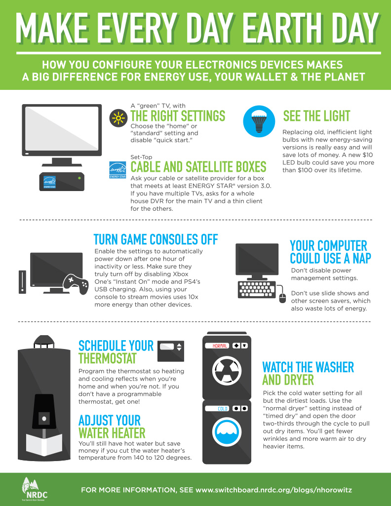 This infographic shows eight tips for how you can save energy in your home.