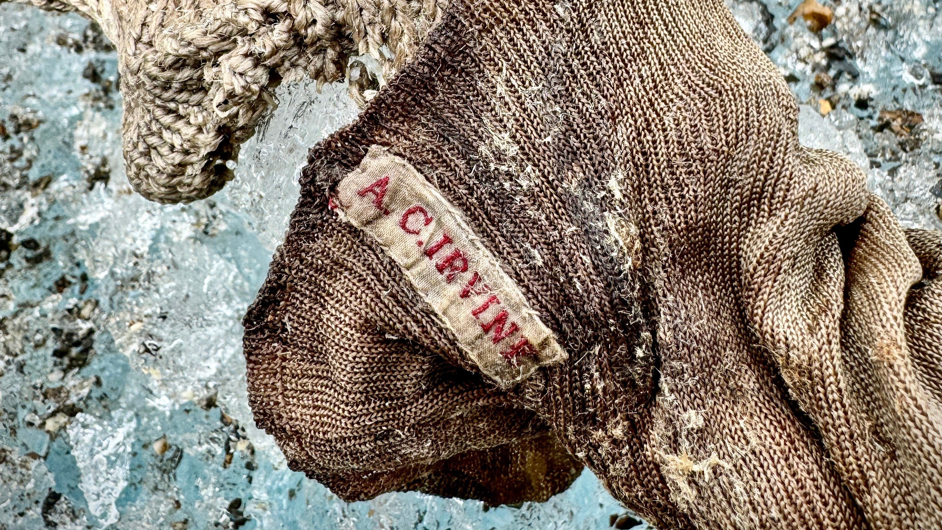 The sock with Irvine&rsquo;s name stiched on the outside.