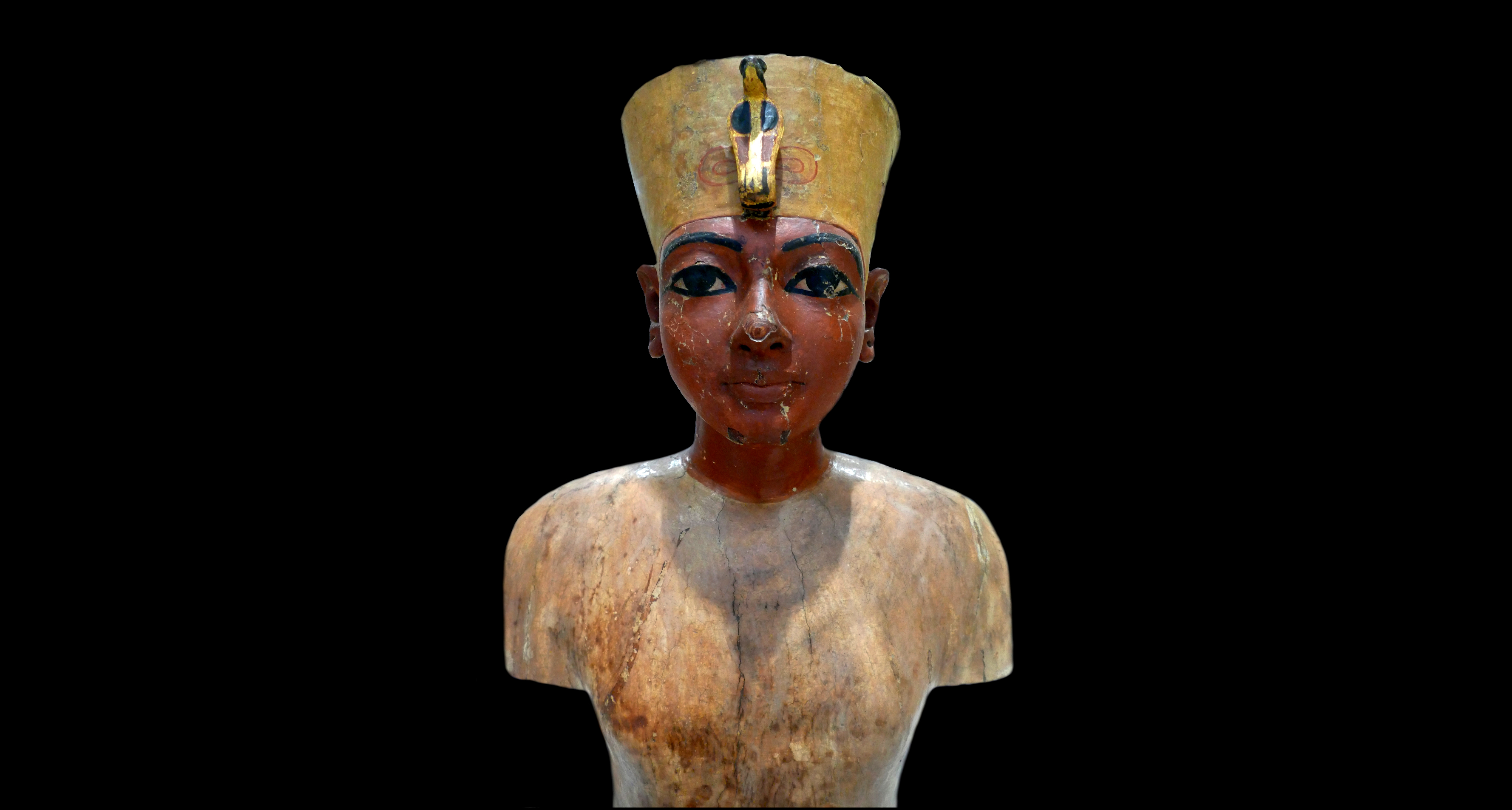A bust of Tutankhamun, possibly a mannequin for the king&rsquo;s clothes or jewellery, that archaeologists found in Tut&rsquo;s tomb.