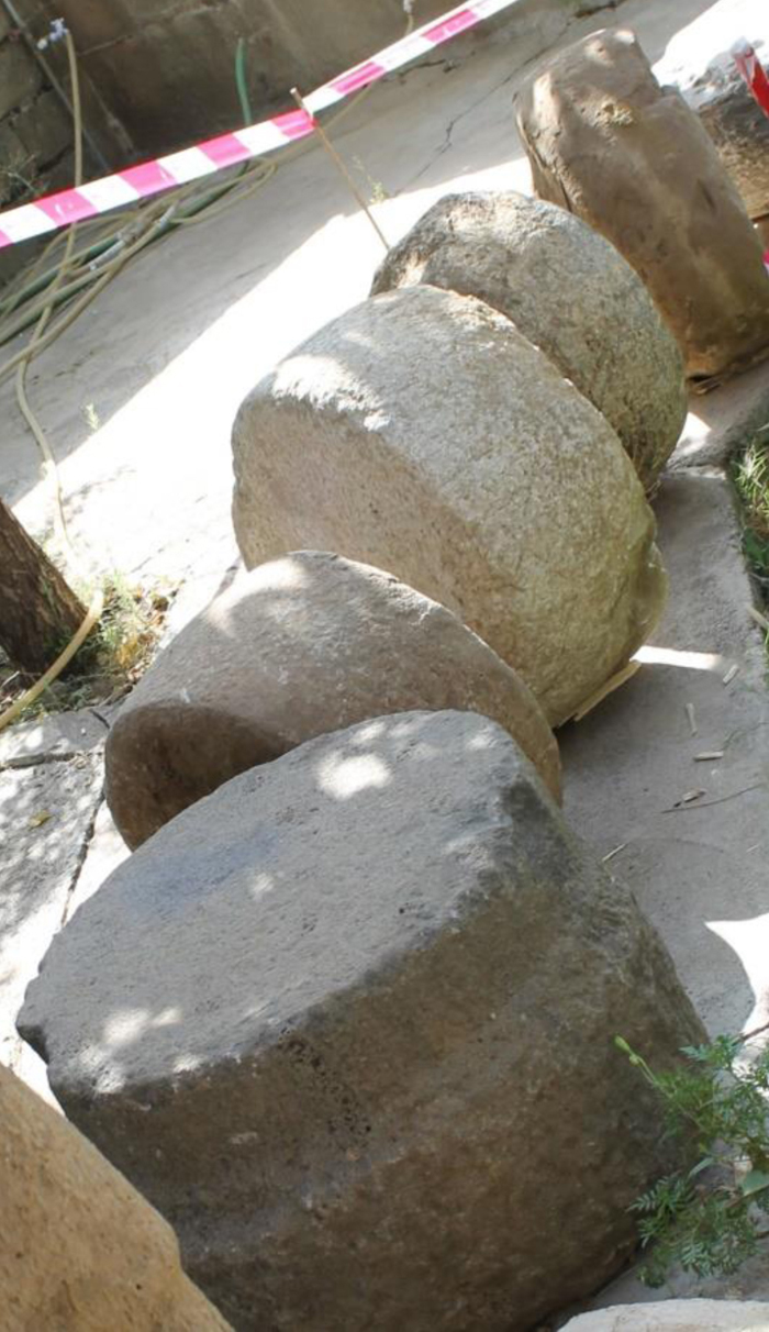 The massive column bases, likely from the lost temple of the city of Musasir