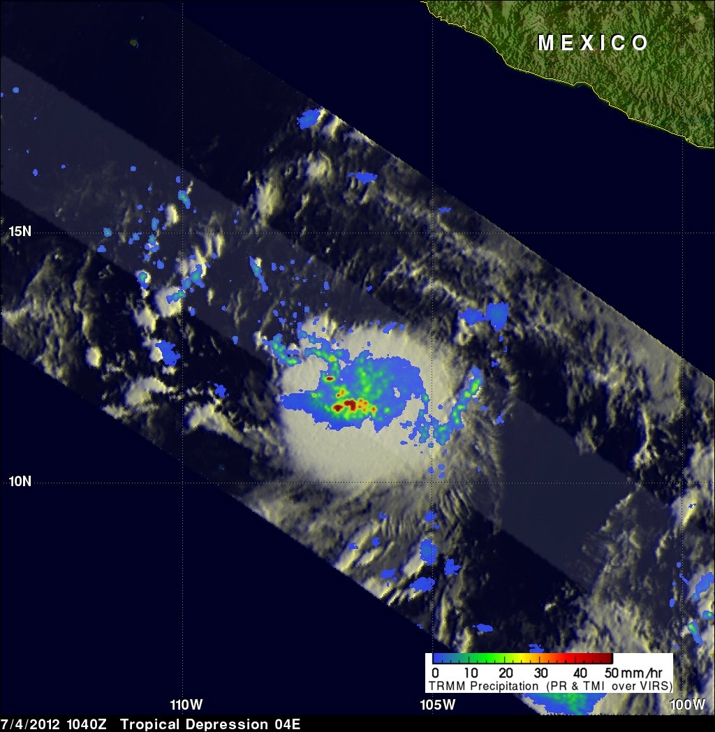 Tropical Storm Daniel�s rainfall captured by NASA�s TRMM satellite.