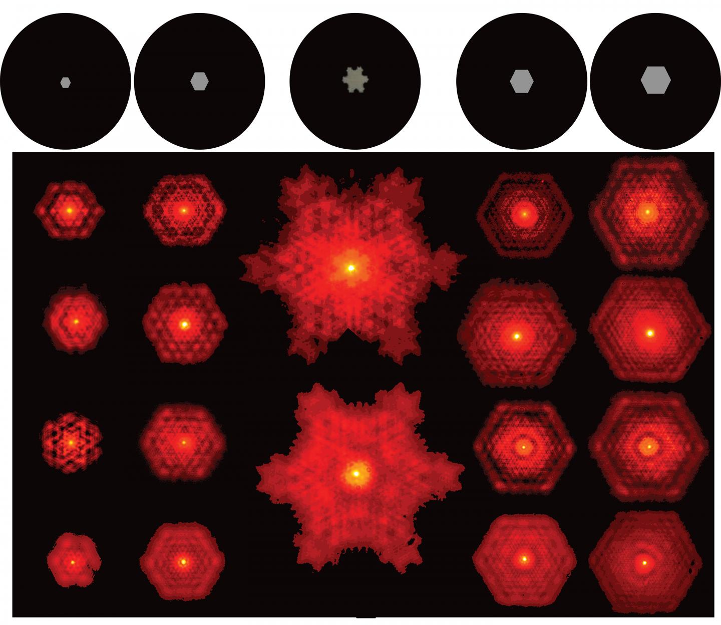 By curving the mirrors inside lasers in different ways, researchers were able to create various fractal patterns.