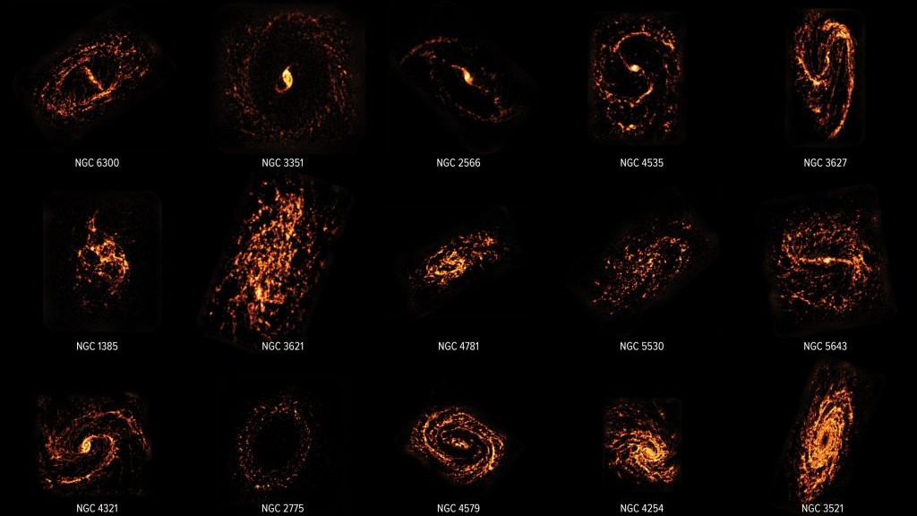 A small selection of the 90 galaxies included in ALMA’s survey.