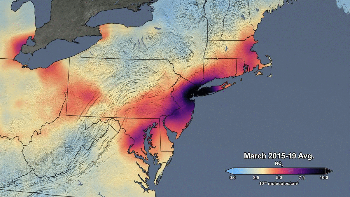 NASA satellite sees air pollution drop over northeastern US amid