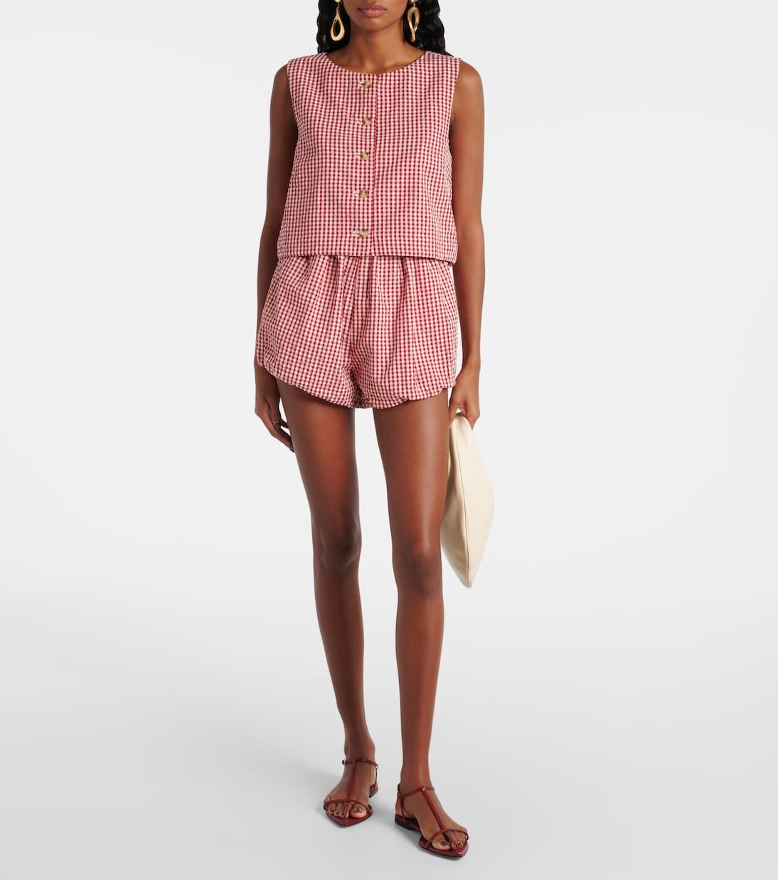 Aurelia Gingham Cotton Shorts