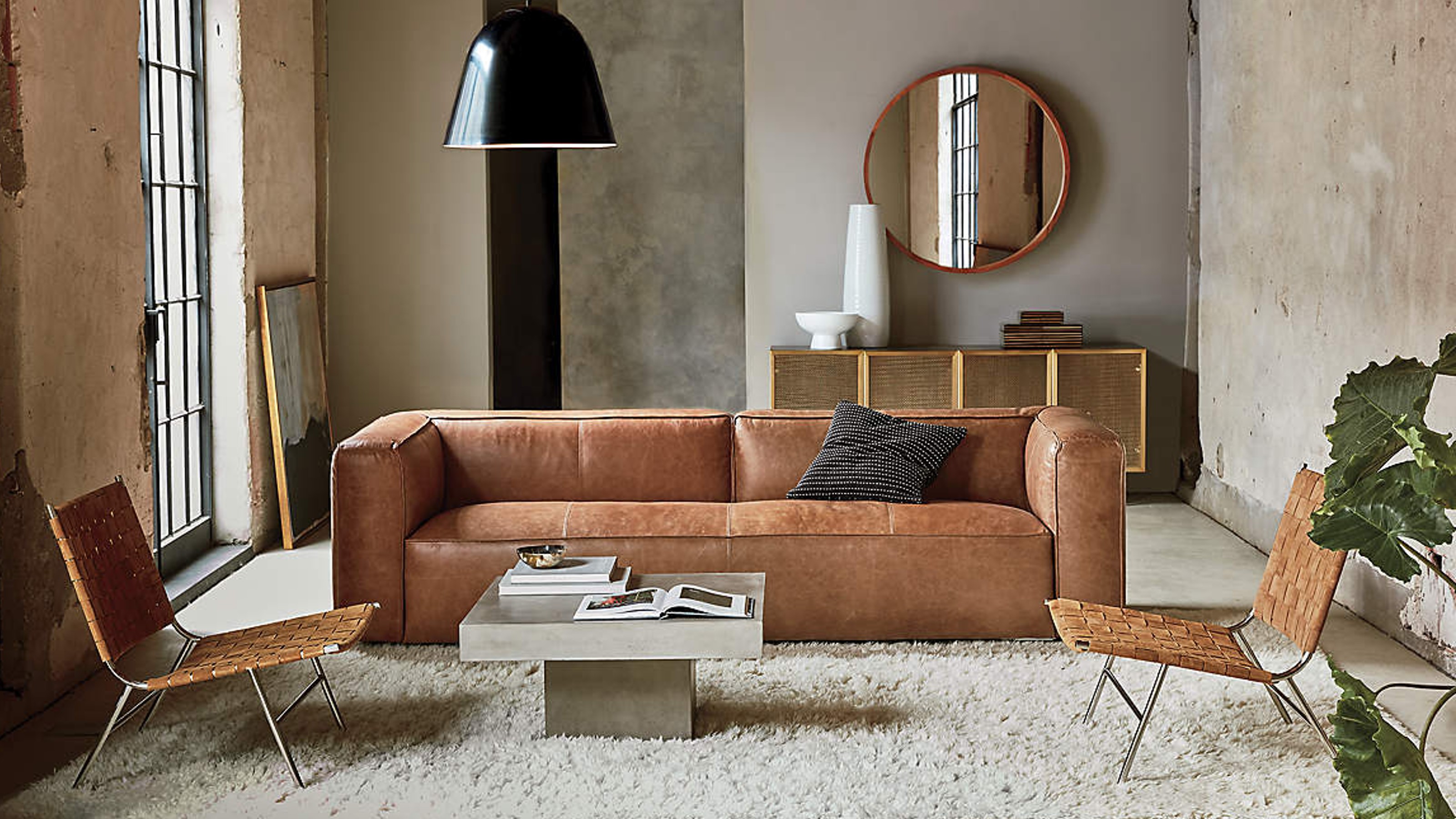 Distressed Brown Leather Sectional Sofa Baci Living Room
