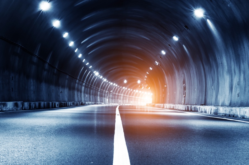 Abstract car in the tunnel trajectory