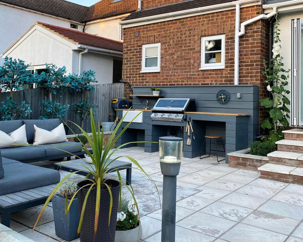 DIY fans make grey outdoor kitchen in their back garden and it looks amazing Gardeningetc