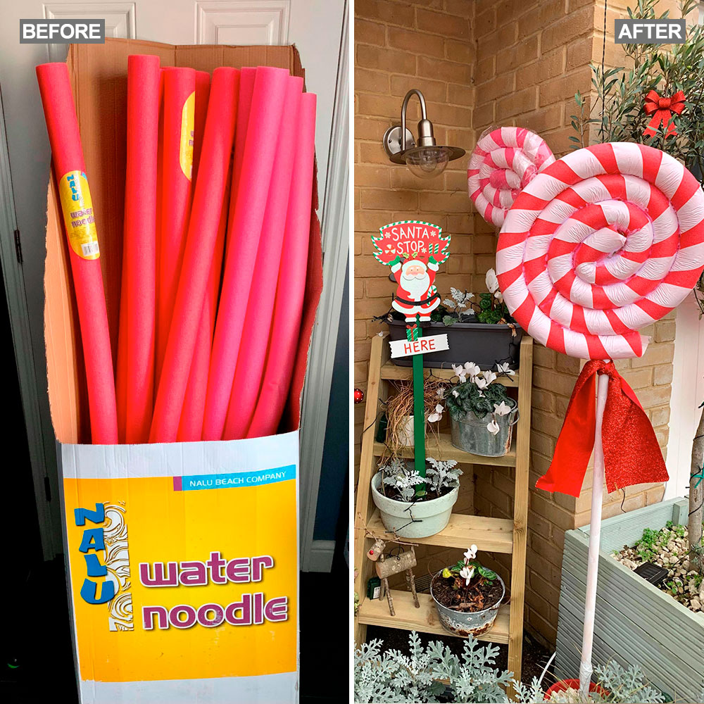 The giant £10 candy cane lollipop Christmas decorations using pool