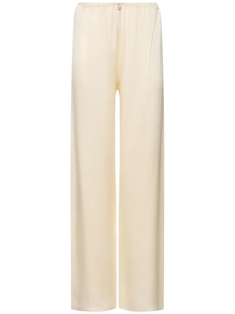 Sara Cristina- Playa silk wide leg pants w_ pearl (Cream)