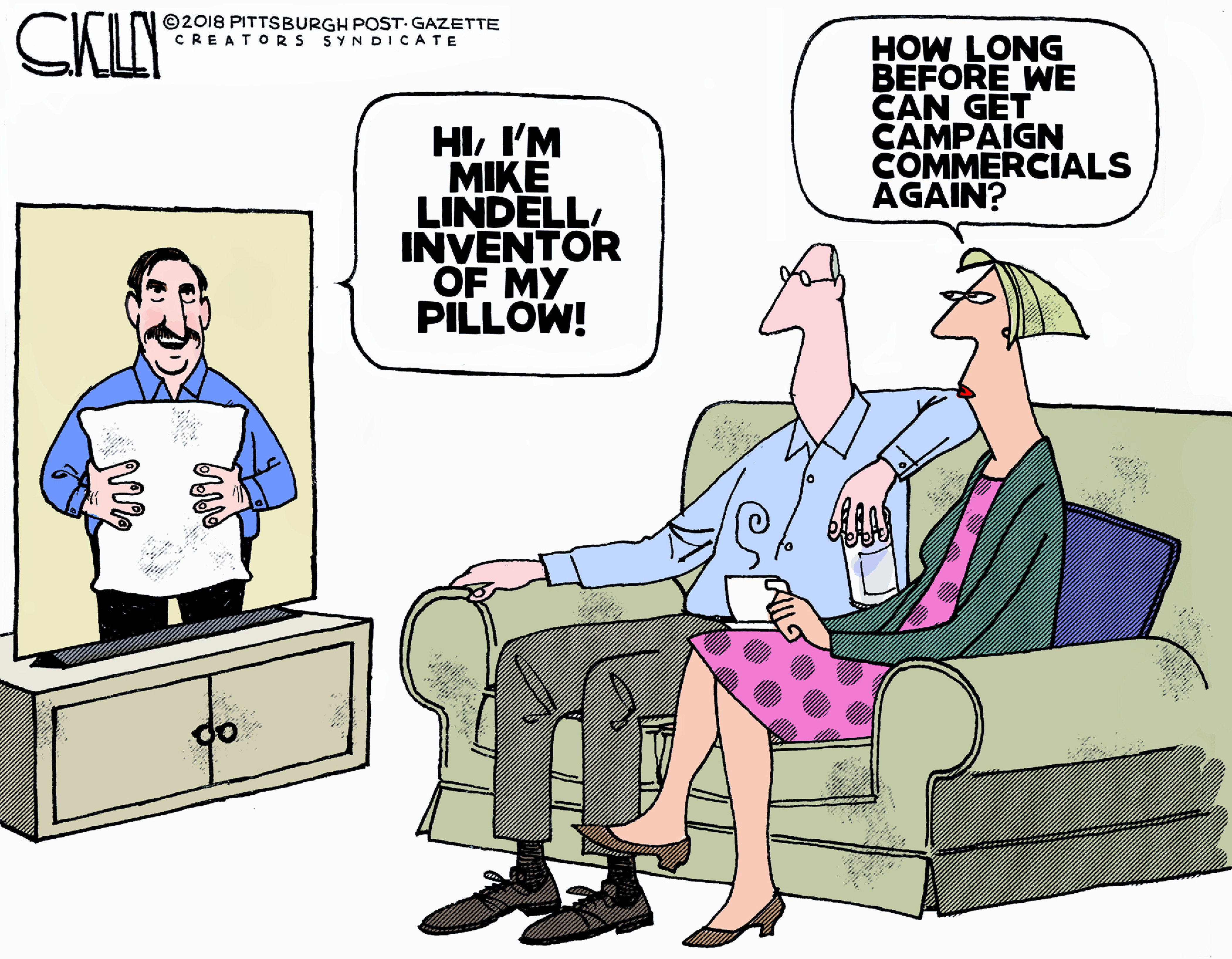 Editorial Cartoon Television Mike Lindell My Pillow Campaign
