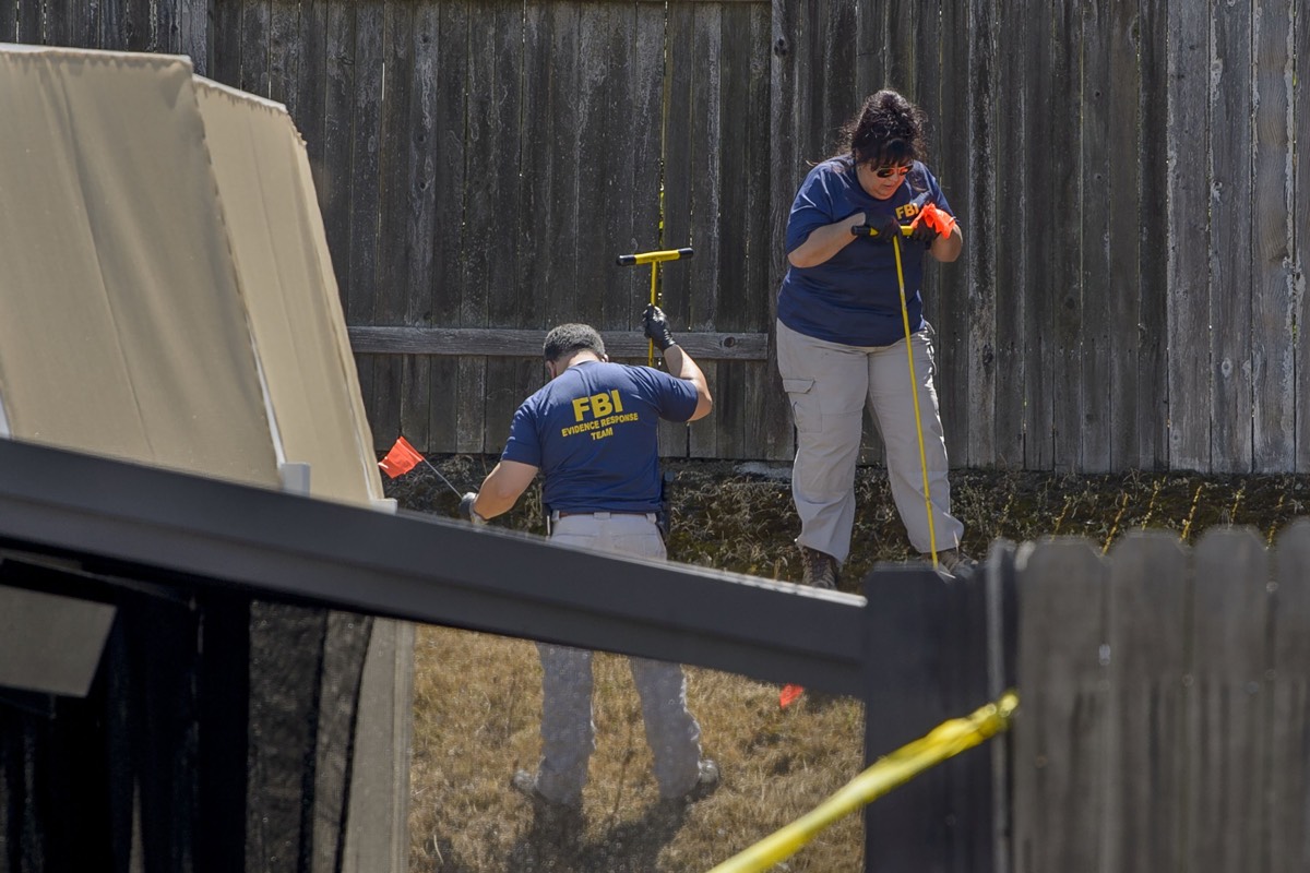 Law enforcement authorities look for evidence at the home of suspected “Golden State Killer” Joseph James DeAngelo in Citrus Heights, California, on Wednesday, April 25, 2018.