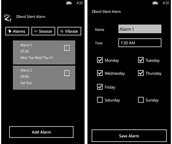 ZBand The Windows Phone compatible silent alarm clock accessory